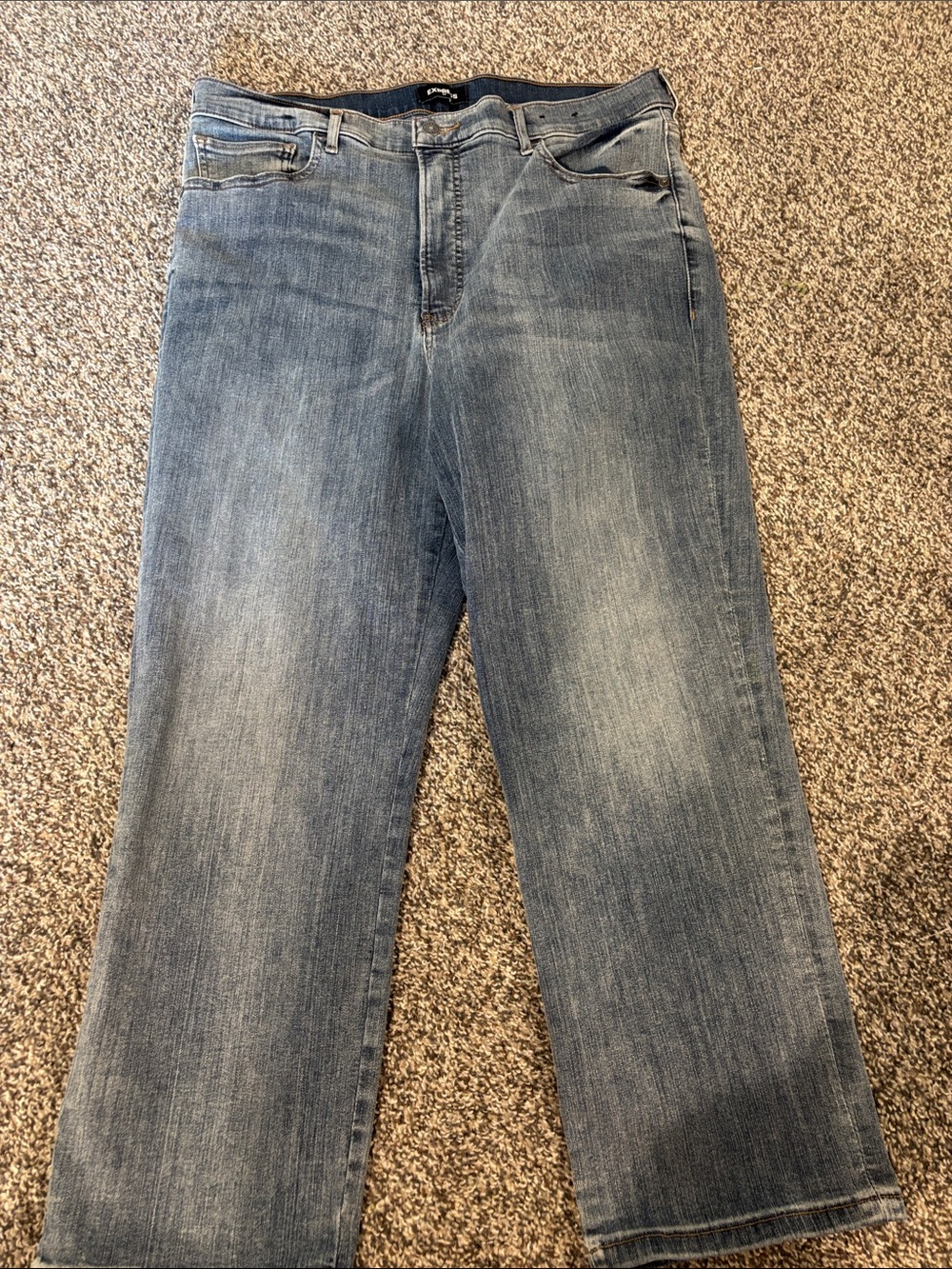 Express Straight super high rise 14R Light Wash ankle Jeans